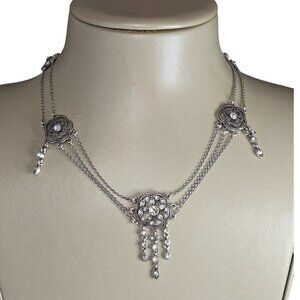 Stephan & Co Women's Silver Plated Rhinestone Collar Necklace NWT